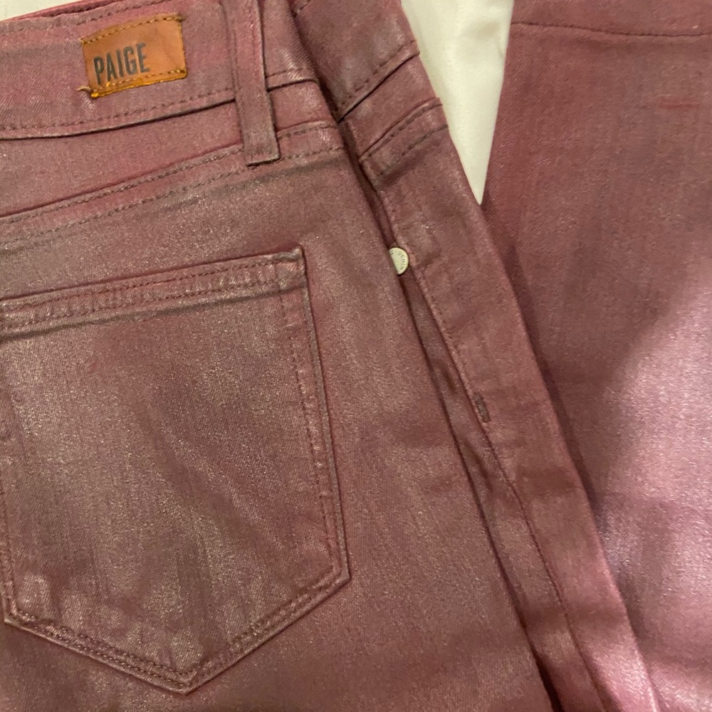 Paige burgundy waxed jeans